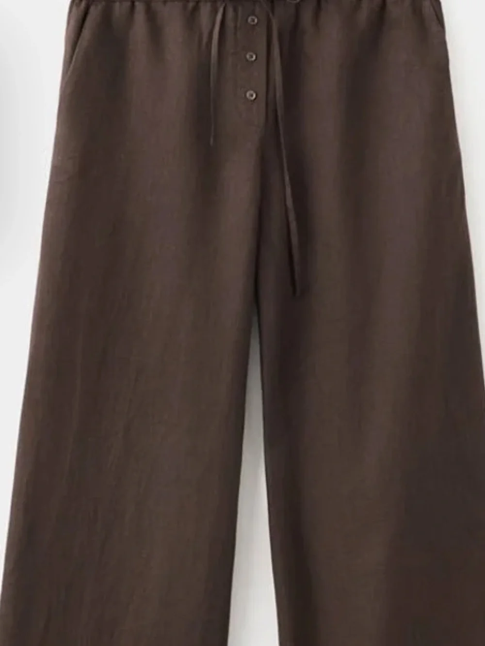 Mango women Wide-Leg Linen pants in Brown